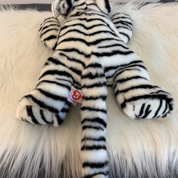 Ty (19) Black and White Striped Stuffed White Tiger - Picture 8 of 10